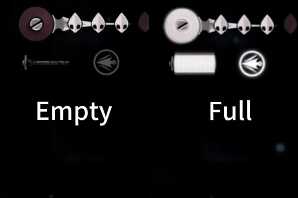 Silk gauge in upper-left corner showing full vs empty states